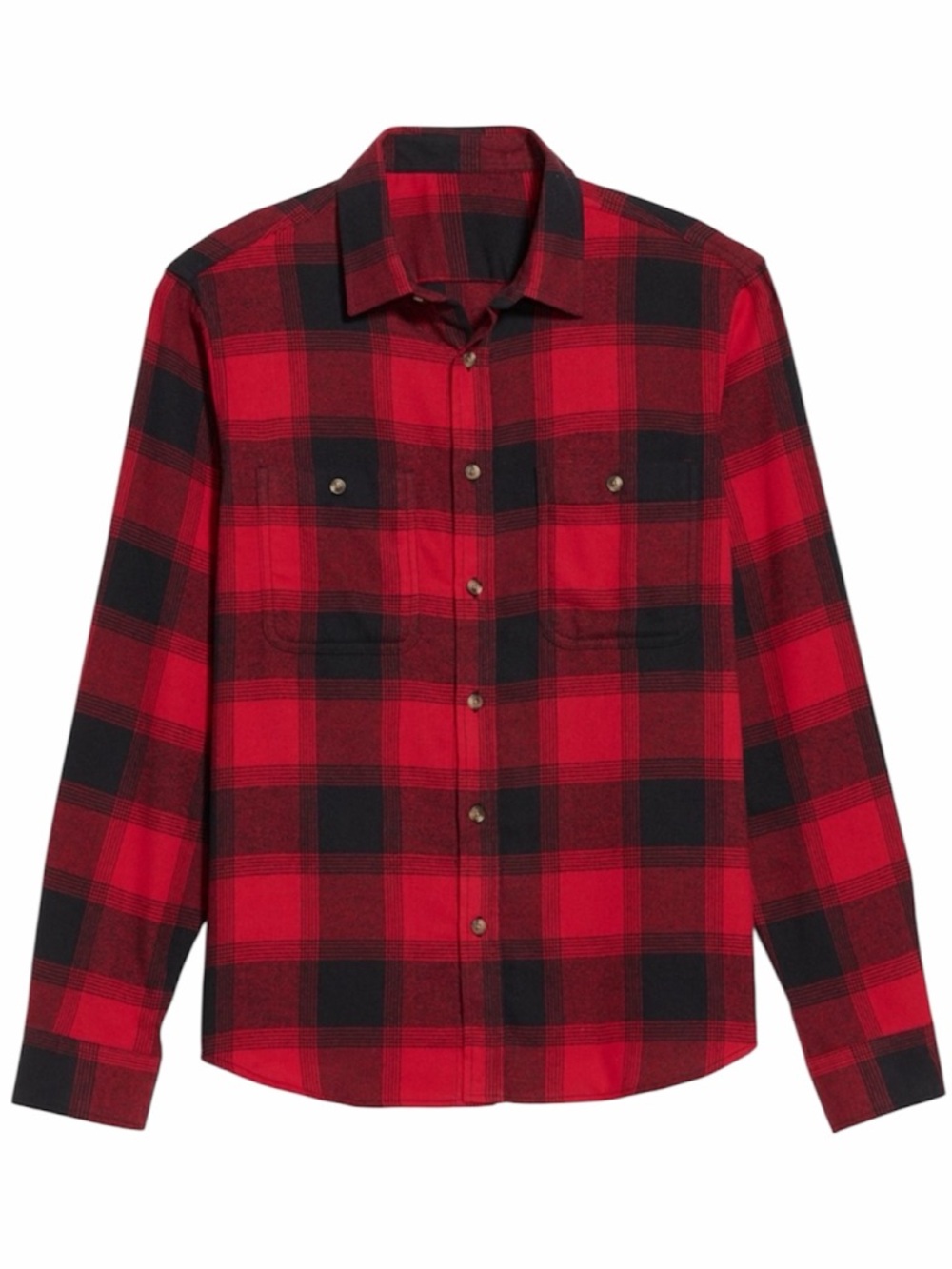 Old Navy Regular Fit Pocket Flannel Shirt, Red/Black